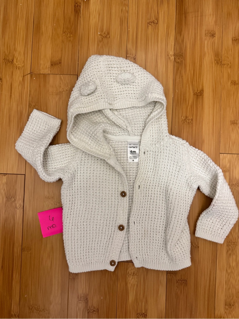 Carter's Cream Hooded Knit Cardigan Sweater